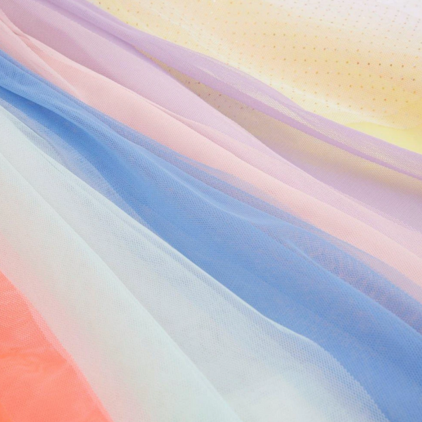 detail of colorful pastel tulle layers