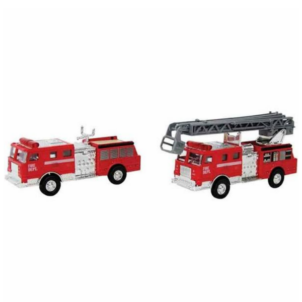 fire truck toys in a row