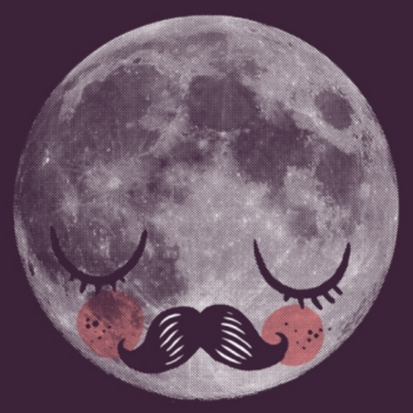 Moon with Mustache Print -Martin Krusche