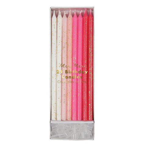 Pink Glitter Candles (pk24)