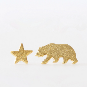 golden bear and star earrings