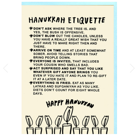 Hanukkah Etiquette Card -Hanukka