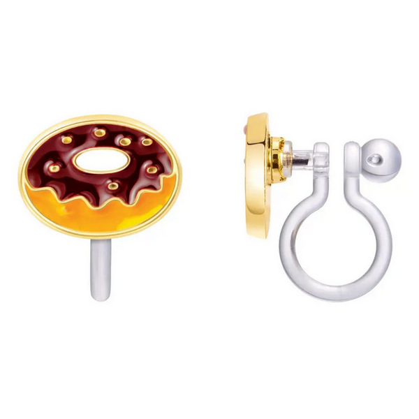 chocolate donut clip on earrings