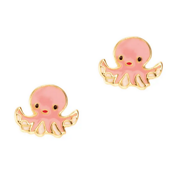 pink octopus earrings