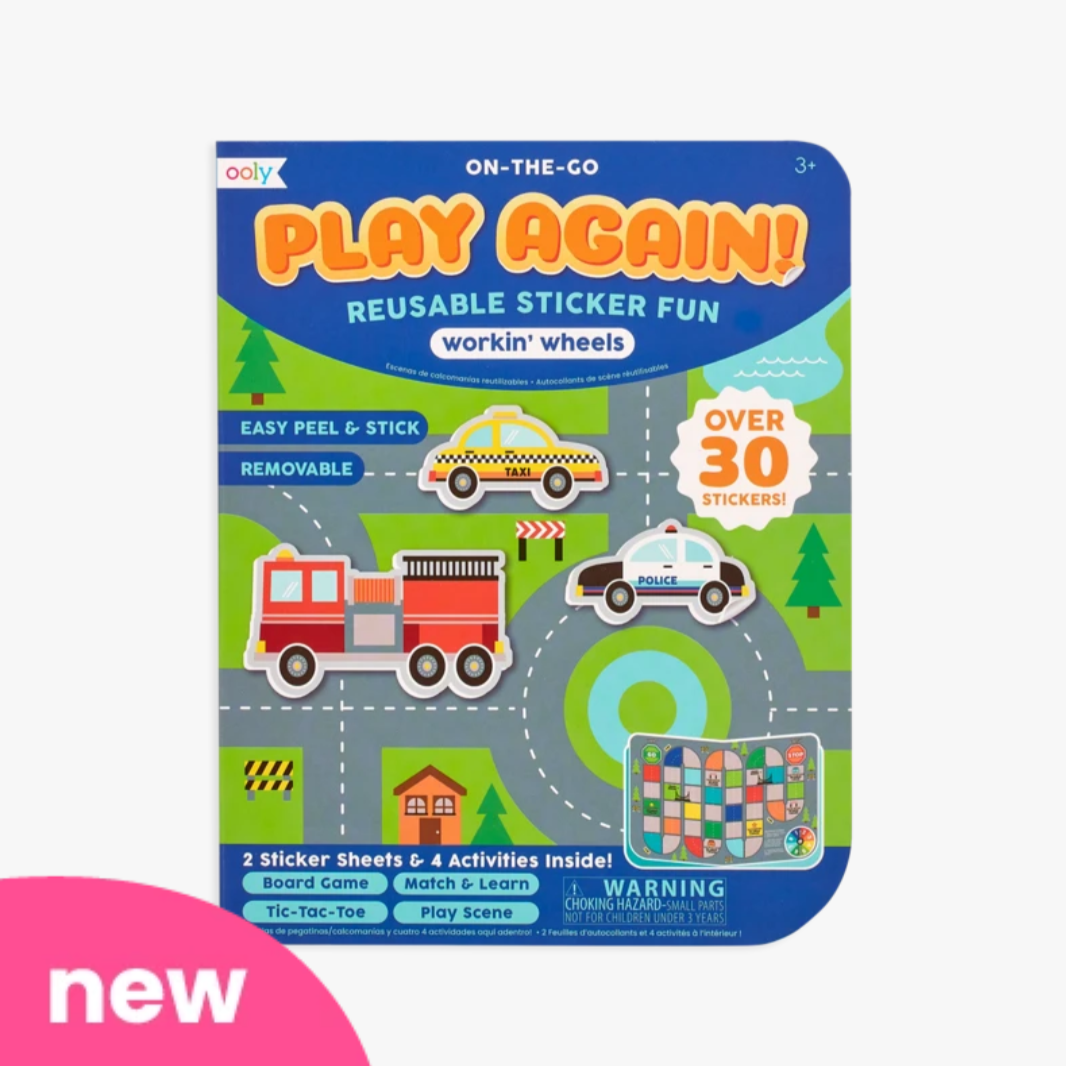 Play Again! mini on-the-go activity kit & Game -Workin’ Wheels