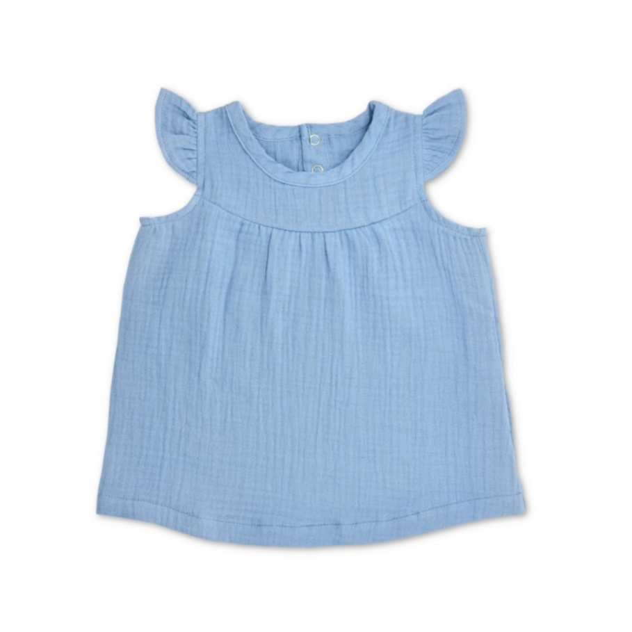 Organic Muslin Dress - Blue