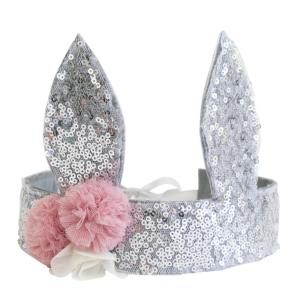 Sequin Bunny Crown -Silver