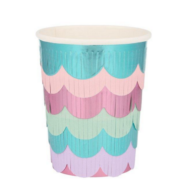 paper cups with colorful fringe