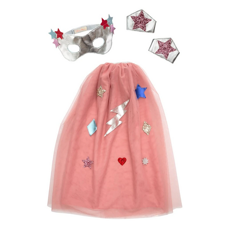 mask cape and wrist bands for super hero outfit