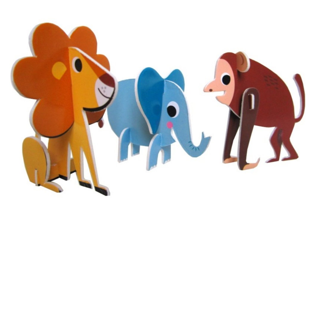 lion, elephant and monkey characters