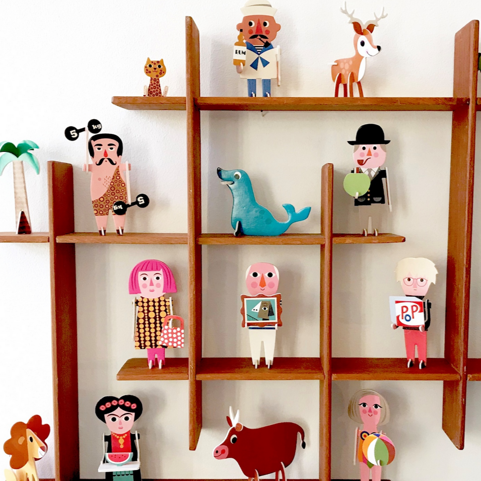 animal characters put on shelf with other characters