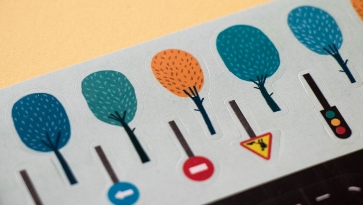 trees and traffic sign stickers
