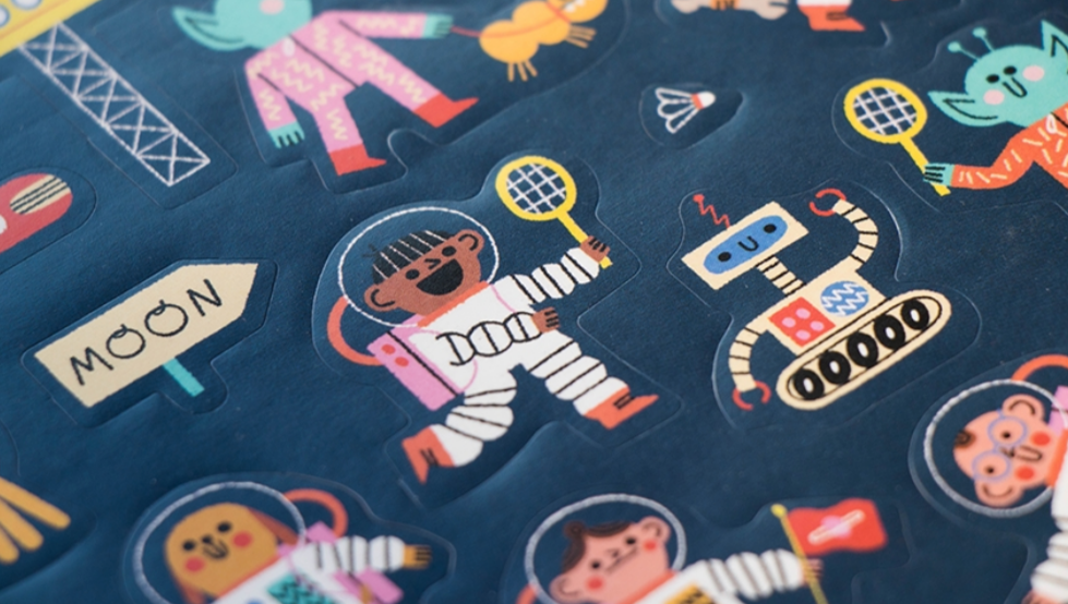 robot and astronaut stickers