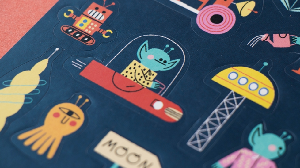 alein and robot stickers