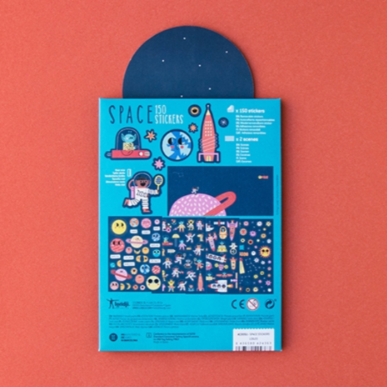 back of space stickers packaging