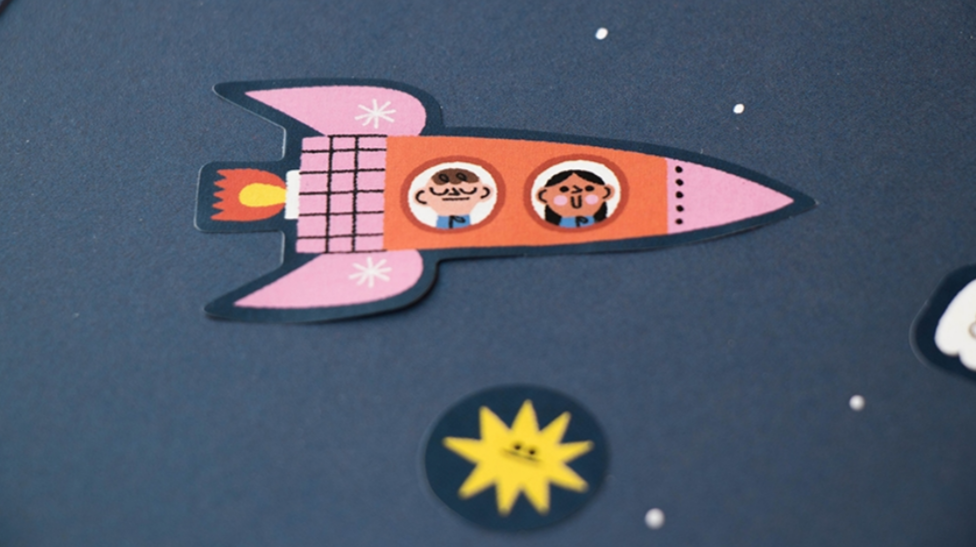 rocket sticker in space