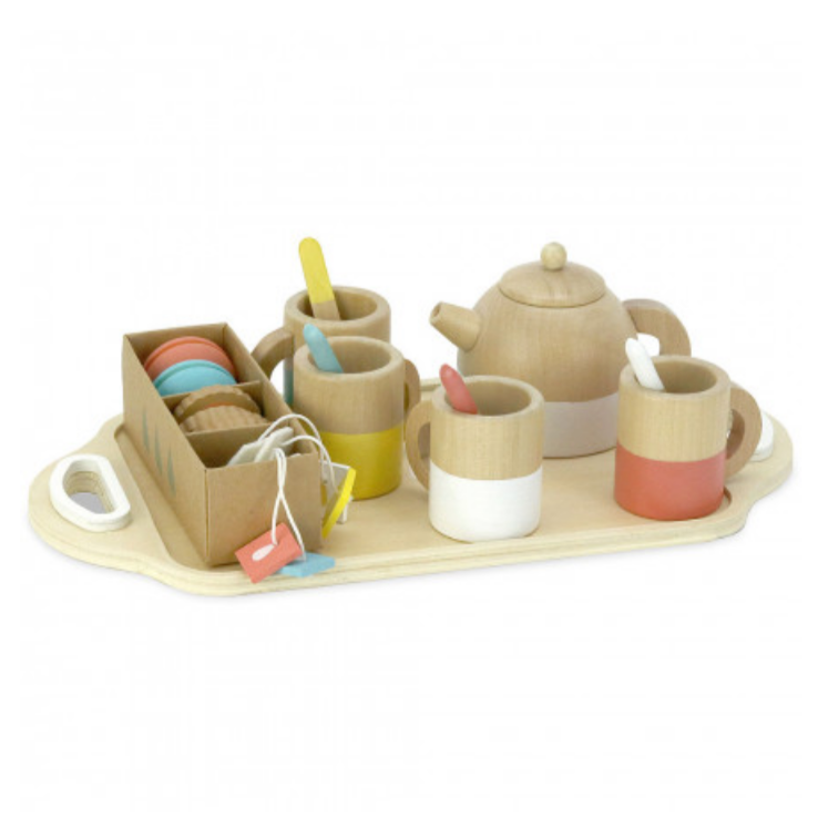Wooden tea service set