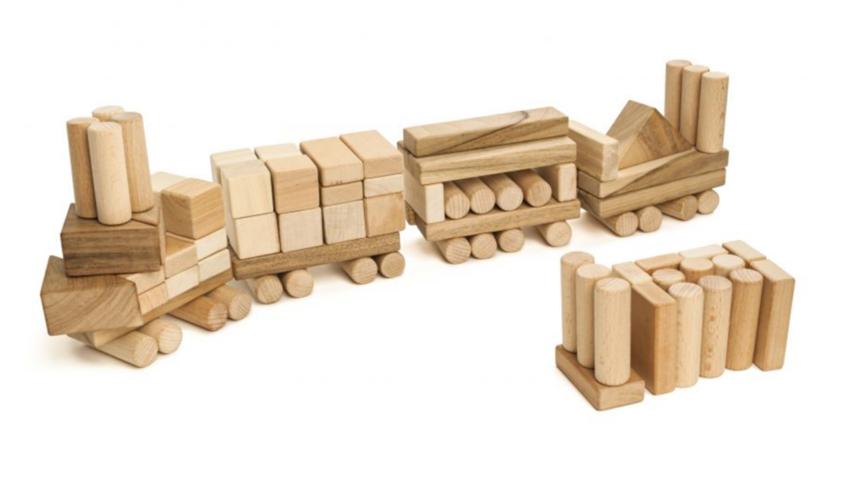 wooden blocks forming train