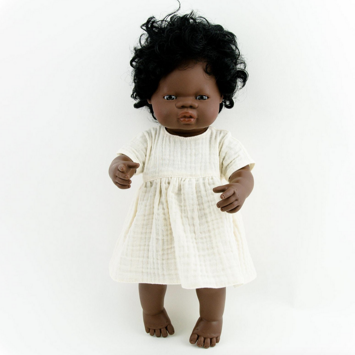 White Muslin Dress: fits 15" Miniland Dolls