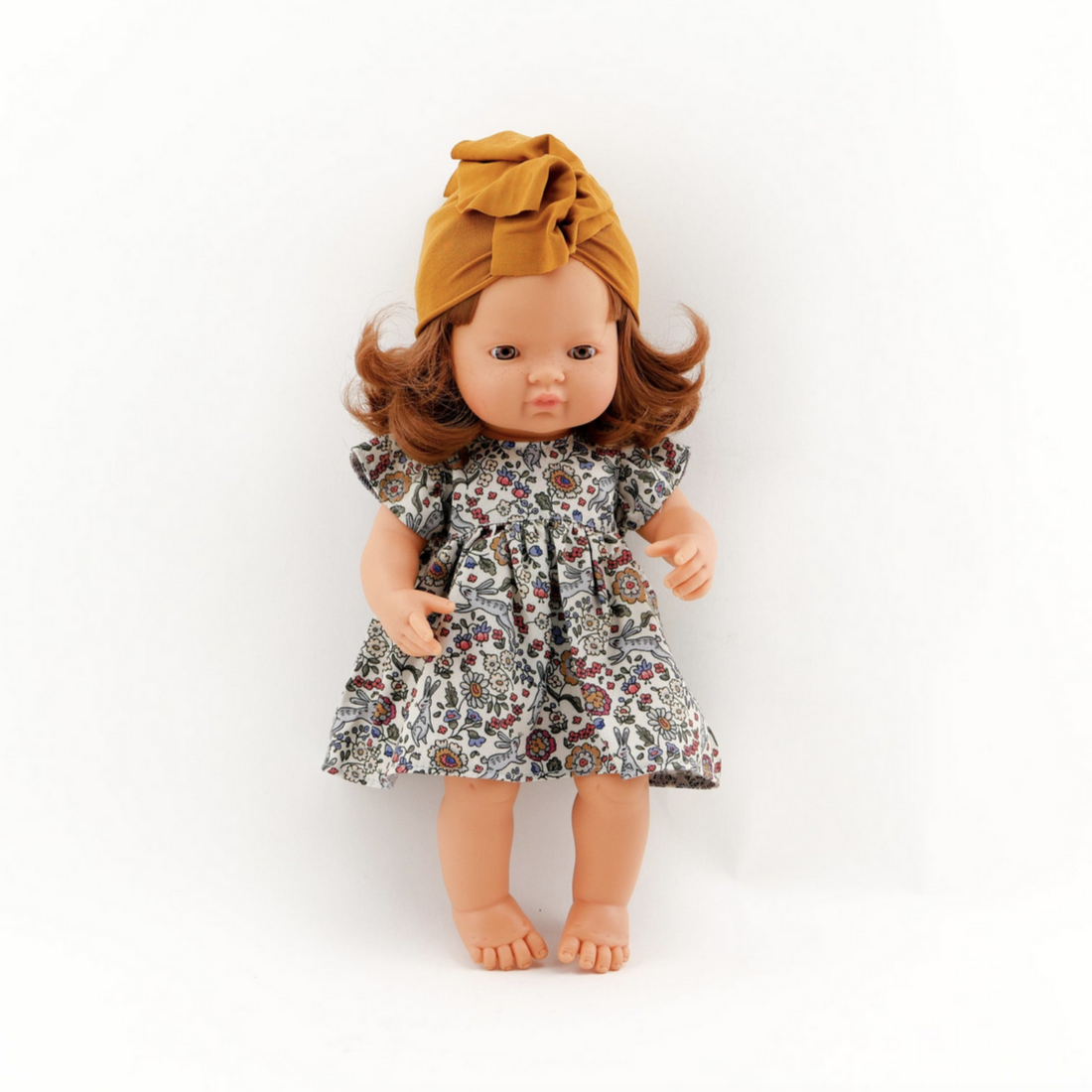 Bunny Dress with Mustard Turban: fits 15" Miniland Dolls