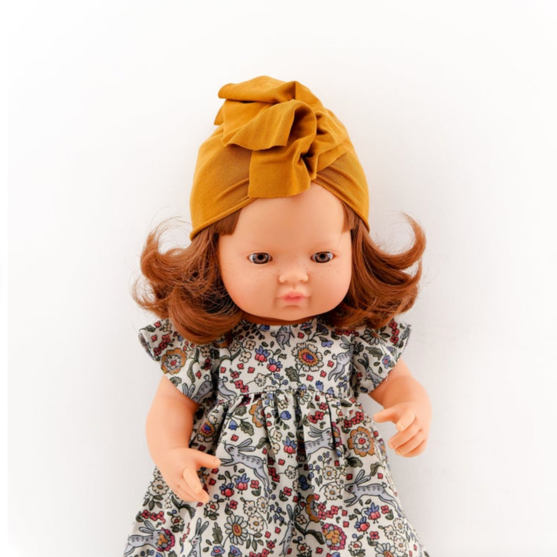 Bunny Dress with Mustard Turban: fits 15" Miniland Dolls