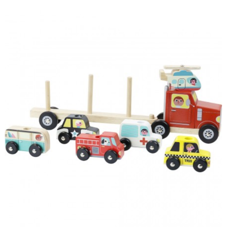 Truck and Trailer with Cars Stacker
