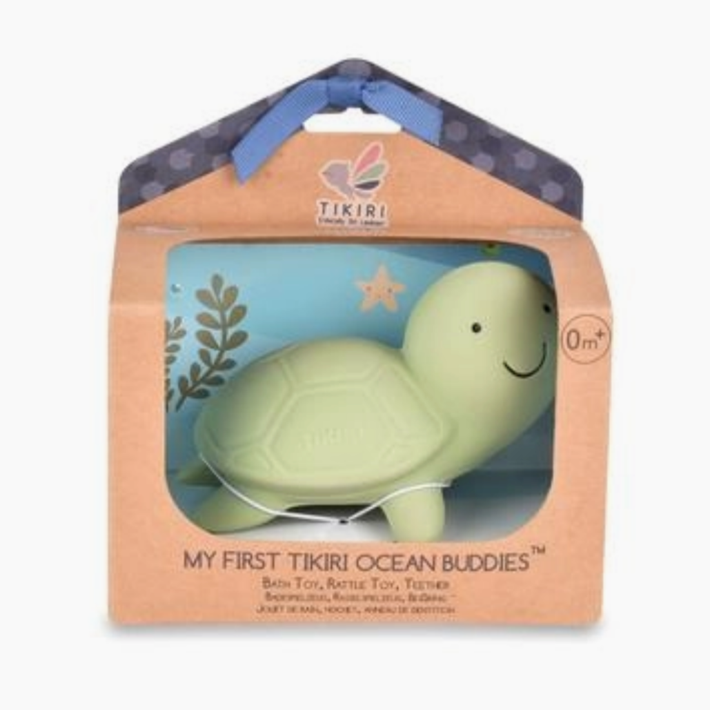 Turtle - Natural Rubber Teether, Rattle & Bath Toy