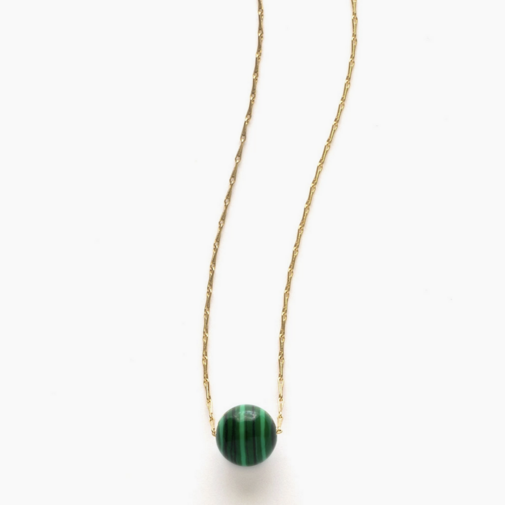 green striped stone on gold chain
