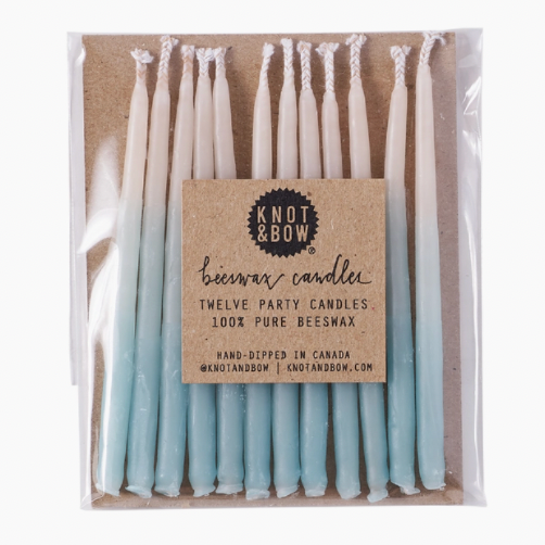 Aqua Ombre Beeswax Birthday Candles (pk12)