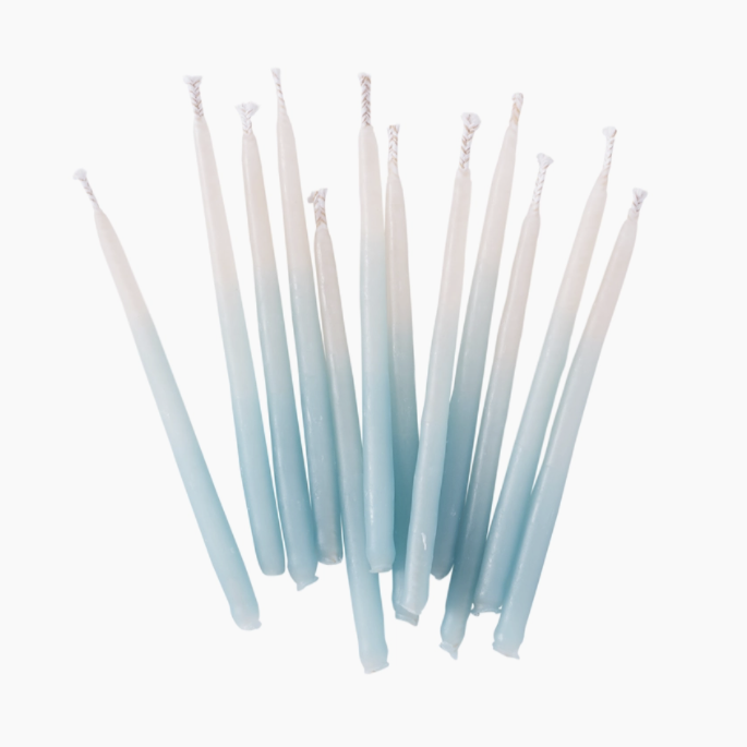 Aqua Ombre Beeswax Birthday Candles (pk12)