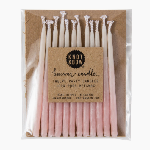 Pink Ombre Beeswax Birthday Candles (pk12)