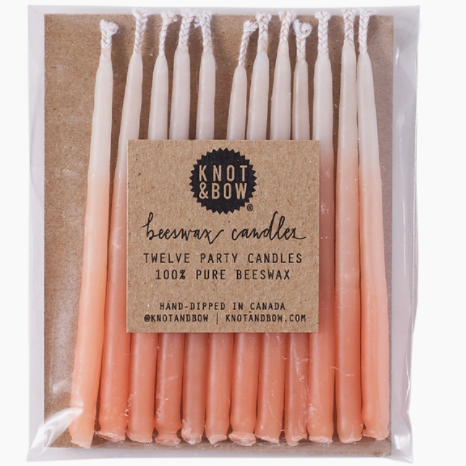 Peach Ombre Beeswax Birthday Candles  (pk12)