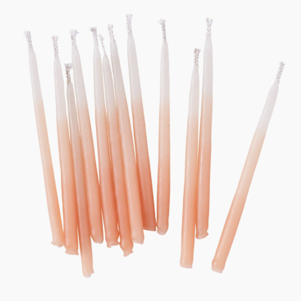 Peach Ombre Beeswax Birthday Candles  (pk12)