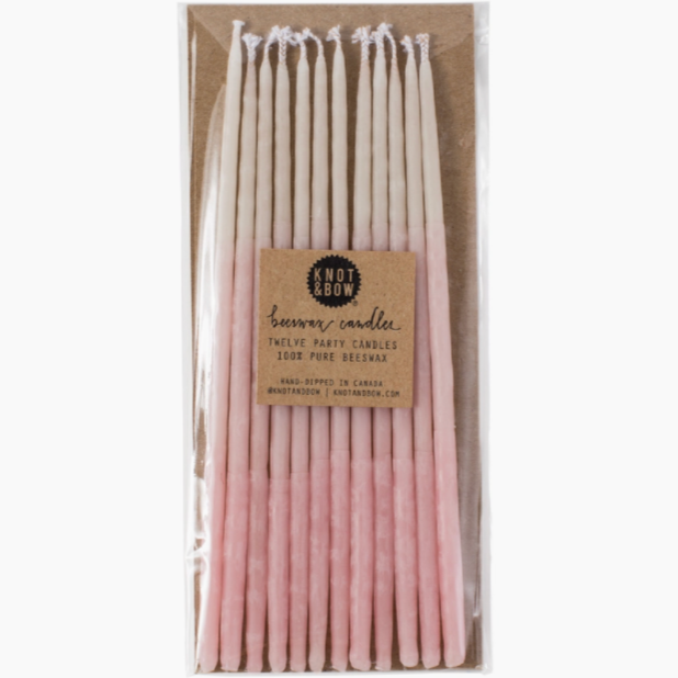 Tall Pink Ombre Beeswax Birthday Candles