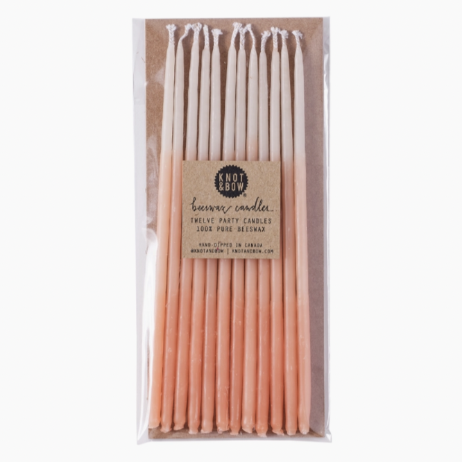 Tall Peach Ombre Beeswax Birthday Candles