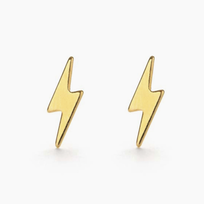 Lightning Bolt Studs in Gold