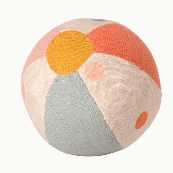 soft ball with pastel stripes and polka dots