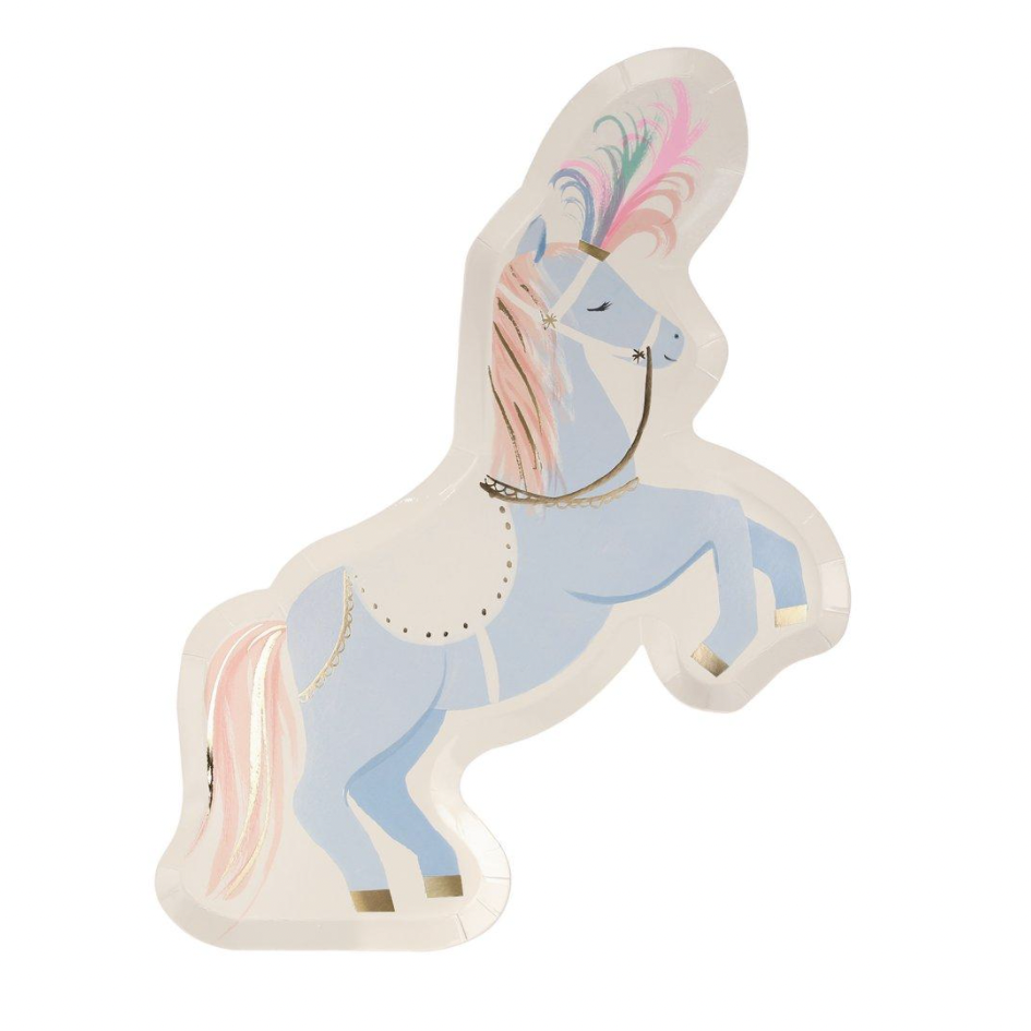 paper plate shaped like a circus show horse