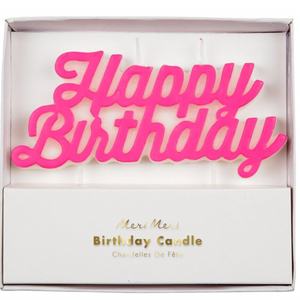 pink happy birthday candle