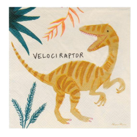 velociraptor on a paper napkin