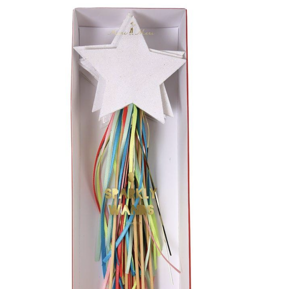 box of paper wands with colorful tassels
