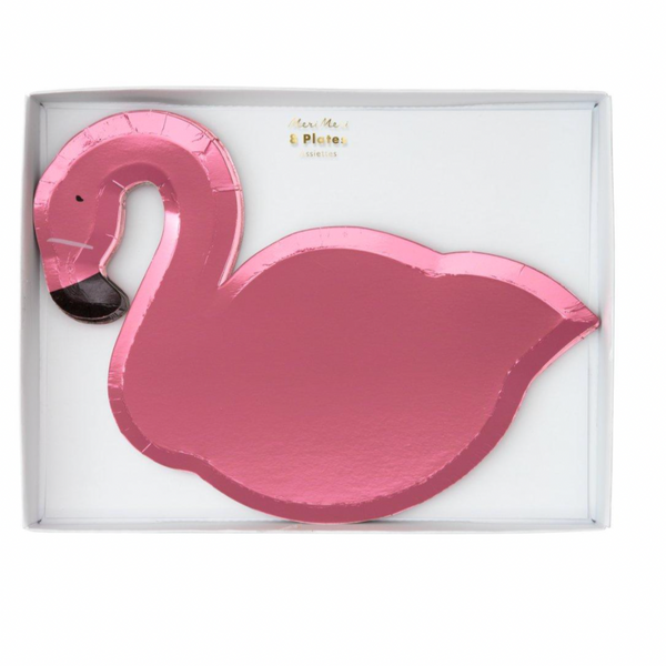 box of paper plate in the shape of a pink flamingo