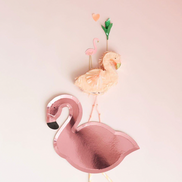 various party items shaped like flamingos