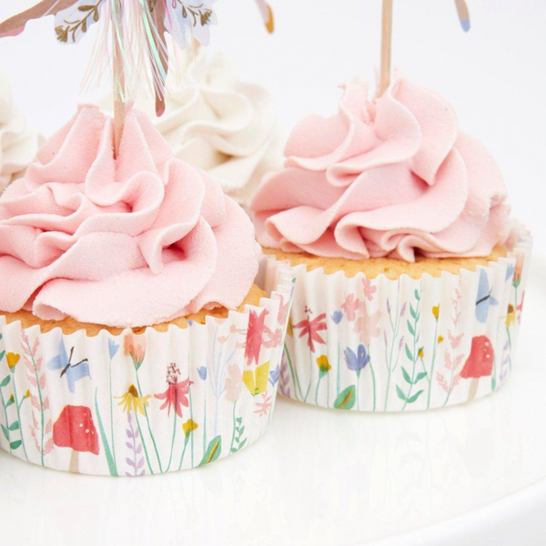 close up of cupcake liners