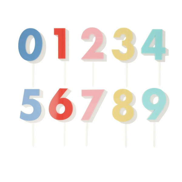 colorful number cake toppers 0-9
