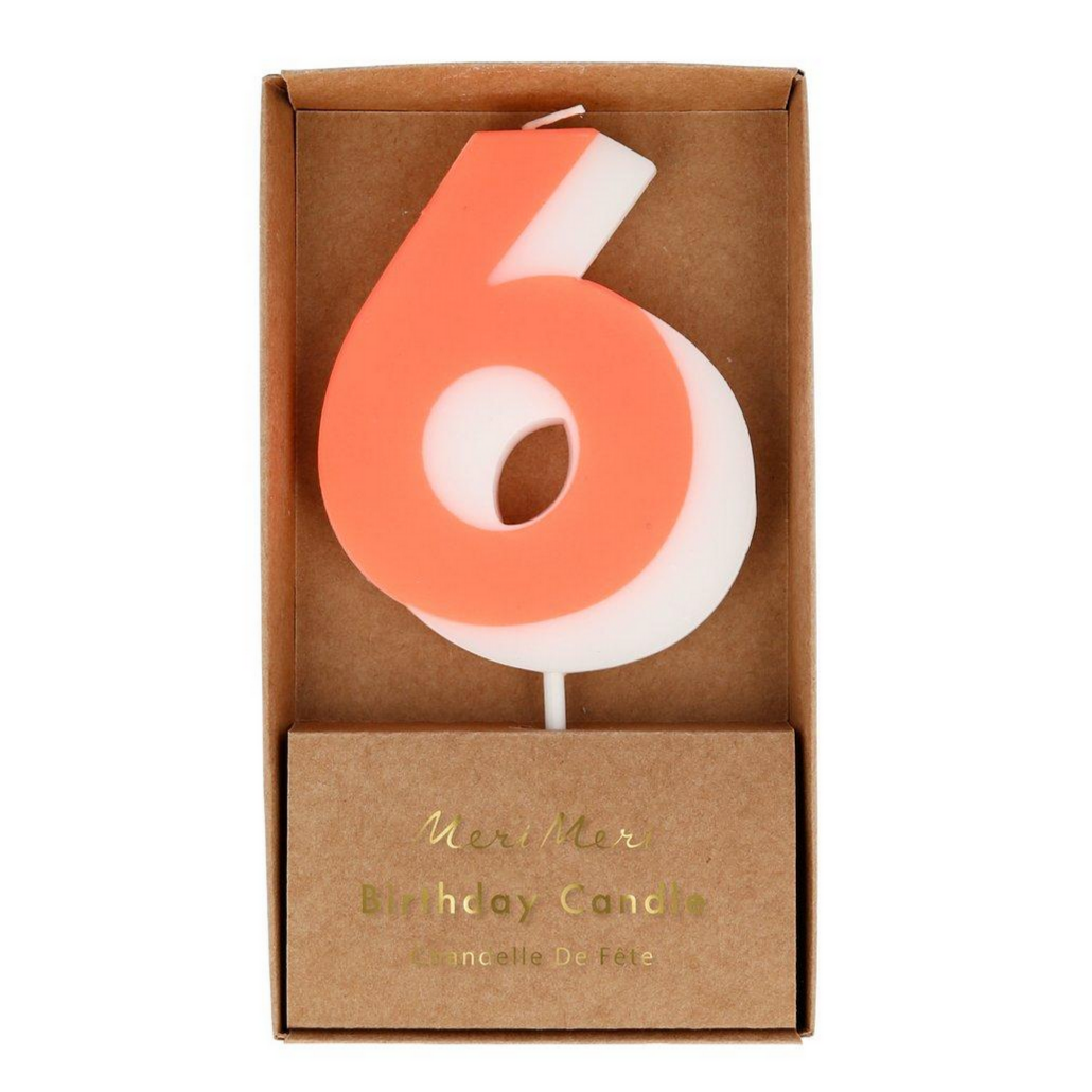 red number 6 in kraft box