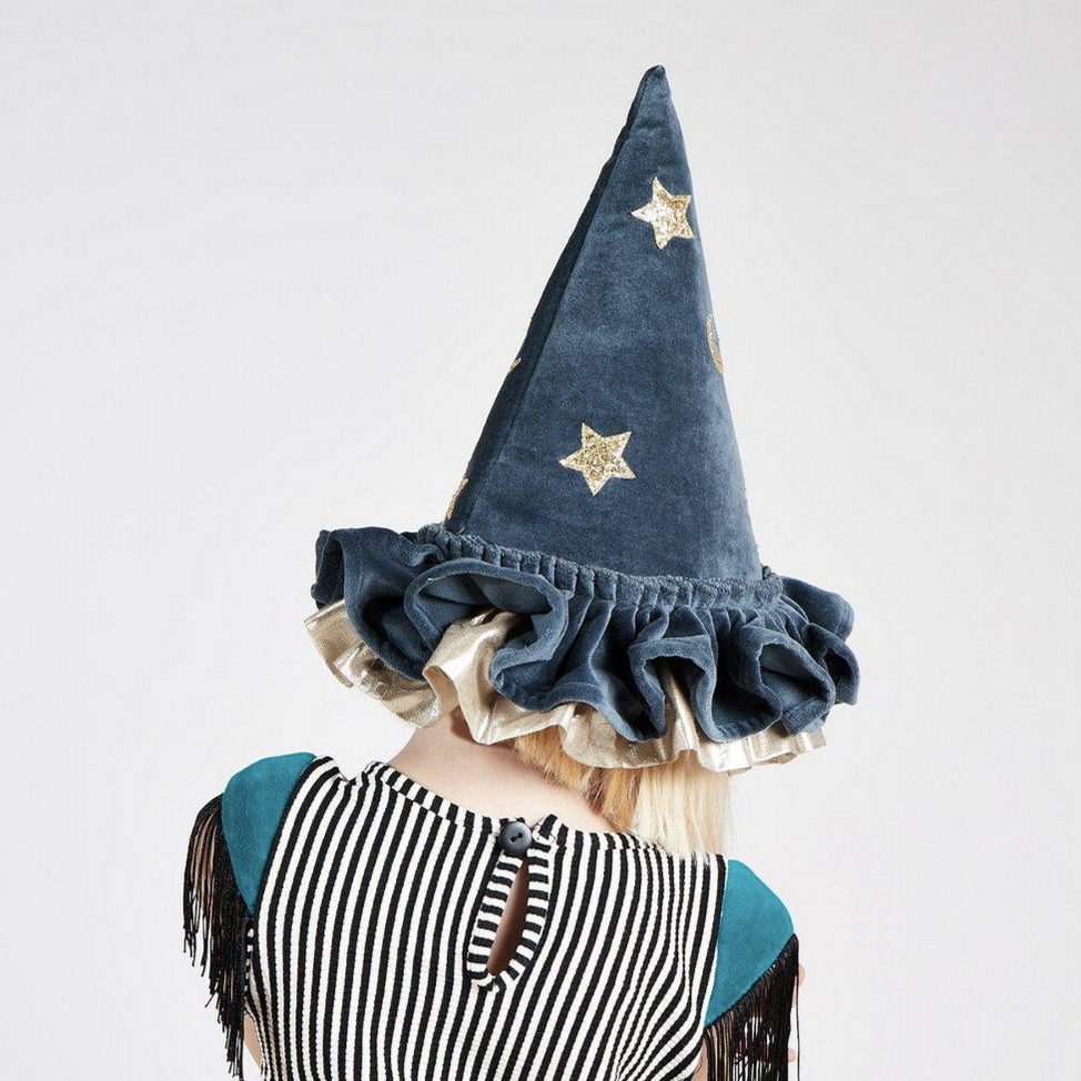 Velvet Pointed Blue Wizard/Witch Hat