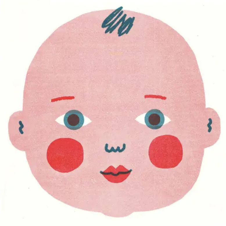 Pink/Teal Baby Square -Louise Lockhart Riso Print