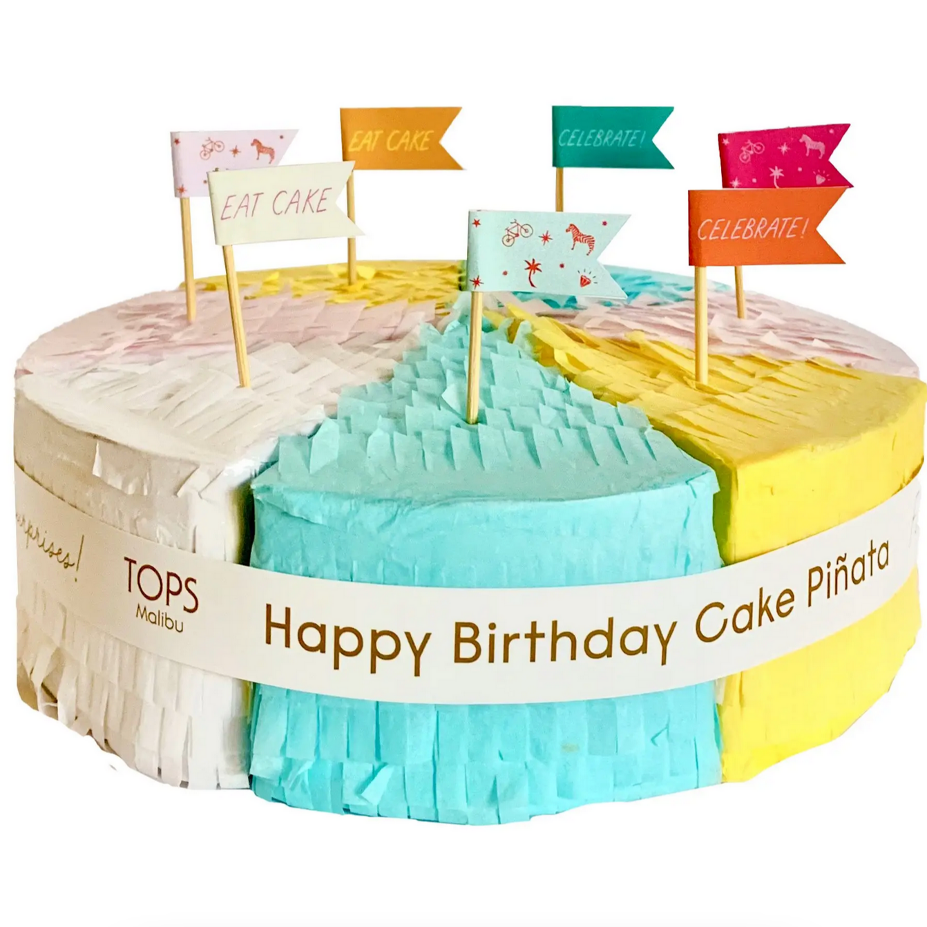 Cake Piñata - Happy Birthday Pastel with 7 Slices