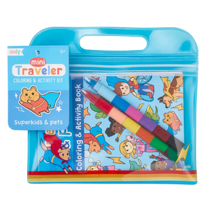 Mini Traveler Coloring + Activity Kit - Superkids & Pets 6yrs+